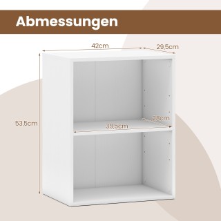 Costway Λευκή ξύλινη ανοιχτή βιβλιοθήκη 2 επιπέδων 42 x 29,5 x 53,5...