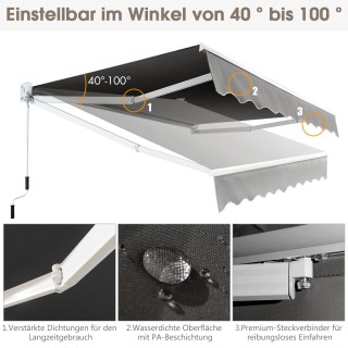 Costway Επεκτάσιμη Τέντα Αλουμινίου για Βεράντα 245 x 200 cm Γκρι ... Costway Επεκτάσιμη Τέντα Αλουμινίου για Βεράντα 245 x 200 cm Γκρι ...