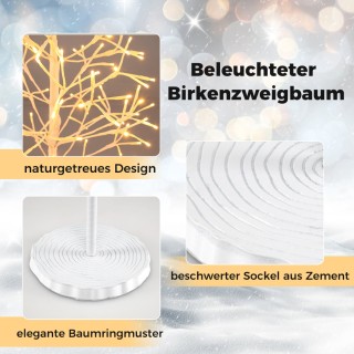 Costway Δέντρο Μπίρκεν με Θερμόλευκα LED Φώτα, Τεχνητό Χριστουγεννι...