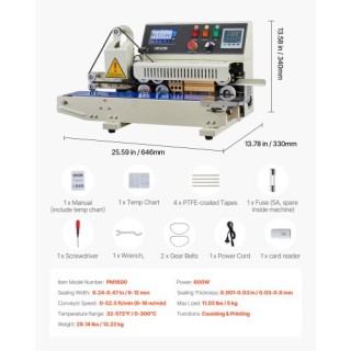 VEVOR Οριζόντια Συνεχής Σφραγιστική Μηχανή Σάκων με Τύπωμα Μελάνης,... VEVOR Οριζόντια Συνεχής Σφραγιστική Μηχανή Σάκων με Τύπωμα Μελάνης,...