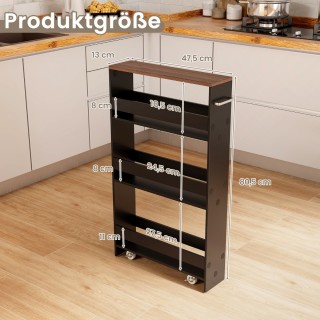 Costway Κουζινοκαρότσι με 4 Ράφια από Ξύλο σε Μαύρο και Καφέ Χρώμα ...