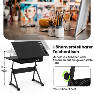 Costway Ρυθμιζόμενο Τραπέζι Σχεδίασης με Σκαμπό & Κλίση Επιφάνειας ...