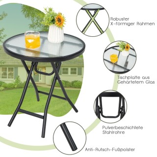 Costway Φορητό Πτυσσόμενο Τραπέζι Βεράντας με Γυάλινη Επιφάνεια και... Costway Φορητό Πτυσσόμενο Τραπέζι Βεράντας με Γυάλινη Επιφάνεια και...