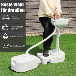 Costway Φορητός Νιπτήρας Κατασκήνωσης με Δεξαμενή Νερού 17L, Ρόδες,...