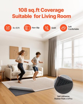 VEVOR Αντιολισθητικό Χαλάκι 2.74 x 3.66 m με Διπλή Επιφάνεια για Όλ...