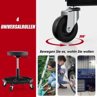 Costway  Μαύρο Ρυθμιζόμενο Εργαστηριακό Κάθισμα με Αποθηκευτικό Χώρ...