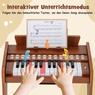 Costway Παιδικό Μίνι Ψηφιακό Πιάνο 25 Πλήκτρων με Ρυθμιζόμενη Ταχύτ...