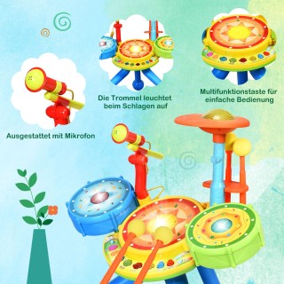Σετ Παιδικά Ντραμς και Μικρόφωνο 50 x 38 x 52 cm Πολύχρωμο COSTWAY... Σετ Παιδικά Ντραμς και Μικρόφωνο 50 x 38 x 52 cm Πολύχρωμο COSTWAY...