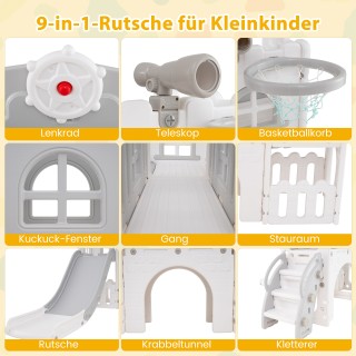 Costway  Πολυλειτουργική Παιδική Τσουλήθρα 9 σε 1 με Σκάλες, Μπάσκε...