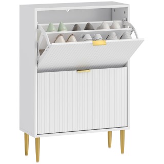 HOMCOM Λεπτή παπουτσοθήκη για 12 ζευγάρια παπούτσια με 2 ανακλινόμε...