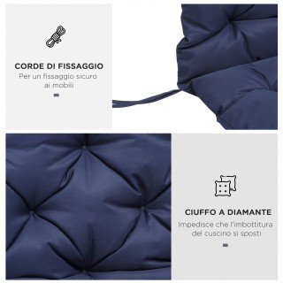 Outsunny Μαξιλάρι Κήπου σε Στυλ Καπιτονέ με 6 Λουριά, από Βαμβάκι κ...