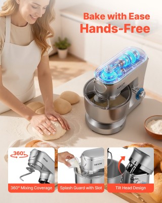 VEVOR Ισχυρό Ηλεκτρικό Μίξερ Κουζίνας με Μπλέντερ 1.5L - Ασημί DGNT...