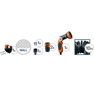 Επεκτεινόμενος Σπιράλ Σωλήνας Ποτίσματος 10m με Πιστόλι 8 Ροών & Βά...