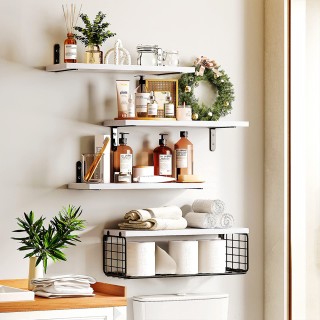 BAKAJI Σετ 4+1 Λευκά Ξύλινα Ράφια Τοίχου Πολυχρηστική Ραφιέρα 0284... BAKAJI Σετ 4+1 Λευκά Ξύλινα Ράφια Τοίχου Πολυχρηστική Ραφιέρα 0284...