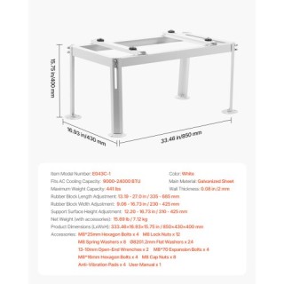 VEVOR Ρυθμιζόμενη Βάση Εδάφους για Κλιματιστικά Mini Split (9000-24...