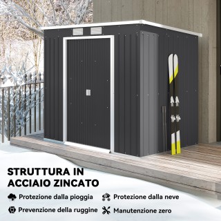 Outsunny Σπιτάκι Εργαλείων με Κεκλιμένη Οροφή, 2 Εισόδους και Αεραγ...