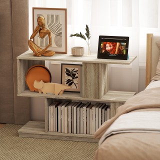 HOMCOM Μοντέρνο Τραπεζάκι Καφέ σε Σ με 3 Ράφια για Καθιστικό και Σα...