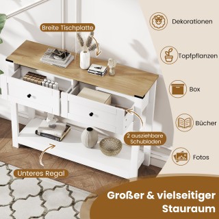 Costway Στενή λευκή κονσόλα εισόδου με 2 συρτάρια και ράφι, 81,5 x ...