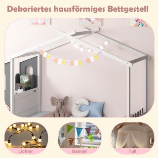 Costway Κρεβάτι-Σπίτι 90 x 200 cm με Ενσωματωμένο Γραφείο και Αποθη...