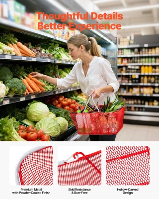 VEVOR Κόκκινα Μεταλλικά Καλάθια Αγορών με Χειρολαβές, 22L, Σετ 12 τ... VEVOR Κόκκινα Μεταλλικά Καλάθια Αγορών με Χειρολαβές, 22L, Σετ 12 τ...