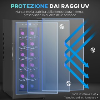 Ψυγείο Κρασιών για 12 Μπουκάλια με Διπλό Έλεγχο Θερμοκρασίας, Ρυθμι...