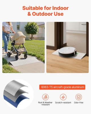 VEVOR Αλουμινένια Ράμπα Κατωφλίου, Ύψος 59mm, Φορτίο 363kg, Για Ανα...