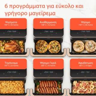 COSORI Διπλή Φριτέζα Αέρος  Dual Blaze TwinFry CAF-TF101S, 10L, Μαύ...