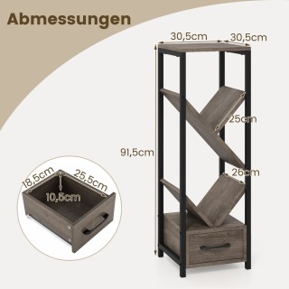 Costway Βιβλιοθήκη σε σχήμα δέντρου με μεταλλικό πλαίσιο και αποθηκ...