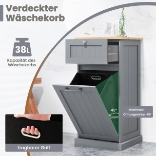 Costway  Ντουλάπα ρούχων με καλάθι, συρτάρι και μπαμπού επιφάνεια τ...