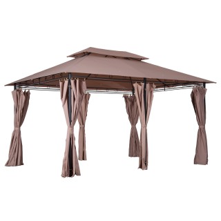 Outsunny Steel Gazebo με Διπλή Στέγη και Χακί Αδιάβροχες Τέντες 4 x... Outsunny Steel Gazebo με Διπλή Στέγη και Χακί Αδιάβροχες Τέντες 4 x...