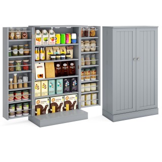 Costway Γκρι Ελεύθερο Μπουφέ-Ντουλάπι Κουζίνας με Πόρτες & Ρυθμιζόμ...