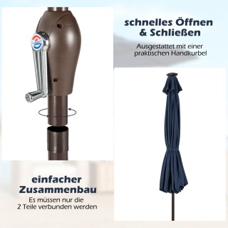 Ηλιακή Ομπρέλα Εξωτερικού Χώρου με LED Φωτισμό και Ρυθμιζόμενη Κλίσ...