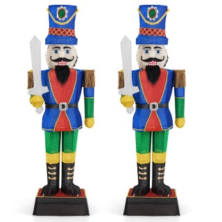 Costway Σετ 2 Τεμάχια Χριστουγεννιάτικες Φιγούρες Καρυοθραύστης Φωτ...