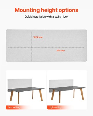 VEVOR Γραφείο Διαχωριστικό 1524 x 610 mm για Ιδιωτικότητα ZMGDYSMBW...