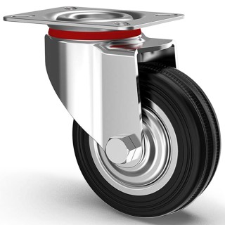 BAKAJI Σετ 4 Περιστρεφόμενοι Τροχοί Βαρέως Τύπου με Φρένο 125x80x10...