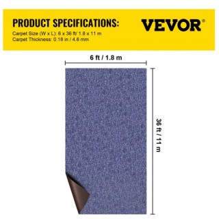 VEVOR Μπλε Χαλί Σκάφους 6x36ft Αντιολισθητικό Εσωτερικού Εξωτερικού...