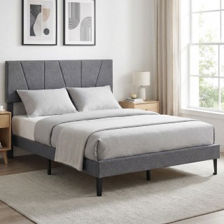 Costway Σκελετός Διπλού Κρεβατιού 140 x 200 cm με Ρυθμιζόμενο Γεωμε...