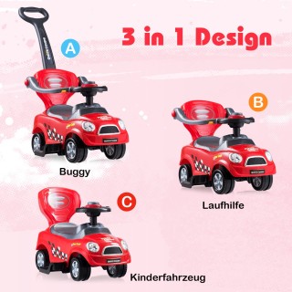 Costway Παιδικό Αυτοκίνητο 3 σε 1 με Αποσπώμενη Λαβή & Προστατευτικ...