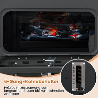 Costway Μπάρμπεκιου Βαρελιού με Διπλούς Πτυσσόμενους Πλευρικούς Δί... Costway Μπάρμπεκιου Βαρελιού με Διπλούς Πτυσσόμενους Πλευρικούς Δί...