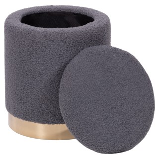 Galileo Σετ 2 Πουφ Αποθηκευτικού Χώρου από Ύφασμα Teddy με Χρυσή Βά...