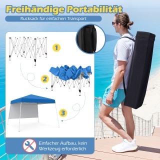 Costway Γαλάζιος Πτυσσόμενος Κήπος 3x3m με Ρυθμιζόμενο Πλευρικό Τοί...