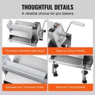 VEVOR Χειροκίνητη Μηχανή Πίεσης Ζύμης MPR25 - Ρυθμιζόμενο Πάχος, Συ...