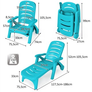 Costway  Πτυσσόμενη Ξαπλώστρα Κήπου με Ρυθμιζόμενη Πλάτη 127,5 – 18...