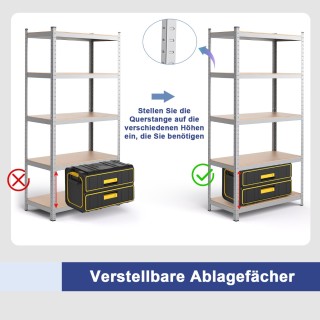 Costway  Ρυθμιζόμενη Μεταλλική Ραφιέρα 5 Επιπέδων για Βαρύ Φορτίο -...