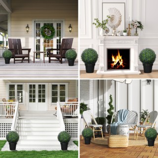 HOMCOM  Σετ από 2 Τεχνητά Φυτά σε Σφαίρα με Λουλούδια Λεβάντας για ...