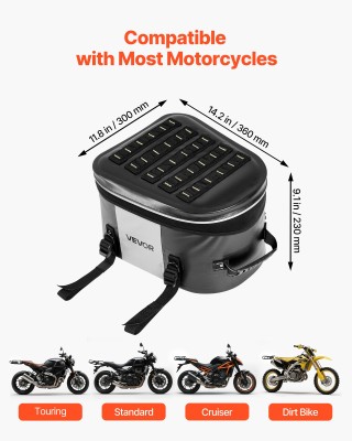 VEVOR Τσάντα Πίσω Καθίσματος Μηχανής 28L από Αδιάβροχο Υλικό, Διαστ...