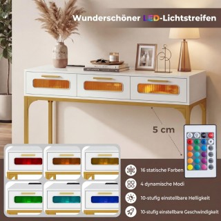 Costway Κονσόλα Εισόδου με Φωτισμό LED και Σταθμό Φόρτισης, Λευκή, ...