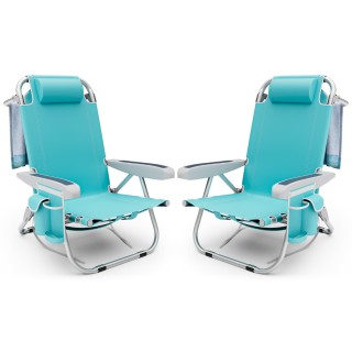 Costway Πτυσσόμενη Καρέκλα Παραλίας Ρυθμιζόμενη με Μαξιλάρι και Απο... Costway Πτυσσόμενη Καρέκλα Παραλίας Ρυθμιζόμενη με Μαξιλάρι και Απο...