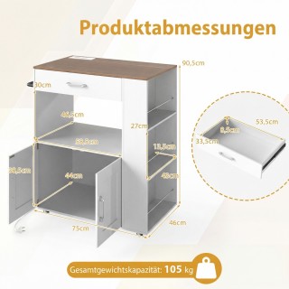 Costway Κινητό Ντουλάπι Κουζίνας με Ροδάκια, Σταθμό Φόρτισης, Πάγκο... Costway Κινητό Ντουλάπι Κουζίνας με Ροδάκια, Σταθμό Φόρτισης, Πάγκο...