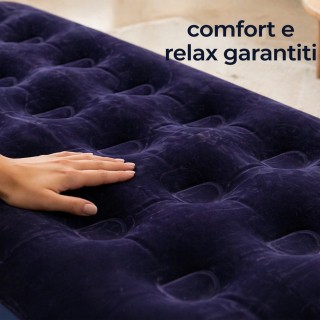 BAKAJI Μονό Φουσκωτό Στρώμα Ύπνου Μπλε με Βελούδινη Υφή, Εργονομικό...